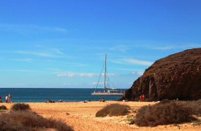 Papagayo-Strand und Pendelboot von Playa Blanca
